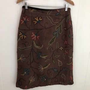 ANTHROPOLOGIE mabel mabel mabel mabel Wool Linen Floral‎ Embroidered Skirt 4